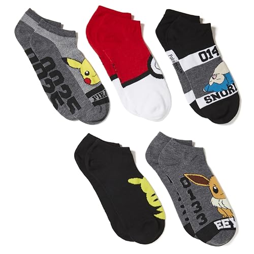 Pokemon Herren 5 Pack No Show Lässige Socken, Grau/Dunkel Sortiert, 43-47 EU Pokemon Herren 5 Pack No Show Lässige Socken, Grau/Dunkel Sortiert, 43-47 EU von Pokémon