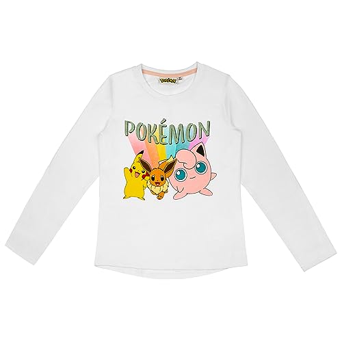 Pokemon Langarmshirt Pullover Mädchen Pikachu Pummeluff (134, Weiss) von Pokémon