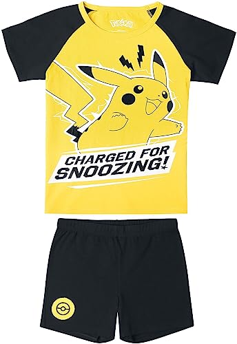 Pokémon Kids - Pikachu - Charged for Snoozing! Männer Kinder-Pyjama schwarz/gelb 134/140 von Pokémon