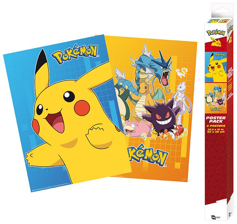 Pokémon Poster 2er Set Chibi Design Poster multicolor von Pokémon