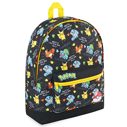 Pokemon Rucksack Kinder, Schulrucksack Jungen und Schulrucksack Mädchen Kinder Rucksäcke, Pokeball Evoli Pikachu Rucksack Schule (Schwarz AOP) von Pokémon