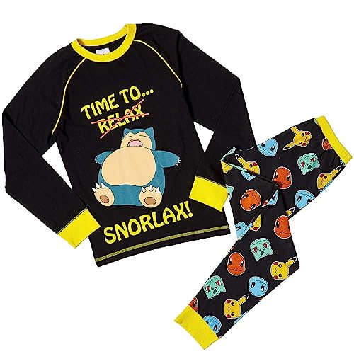 Pokemon Schlafanzug Einstellen, Premium Baumwoll-Langarmshirt Pokemon Pyjama, Pokemon Pikachu, Snorlax, & Mehr, Pokemon Kleidung Jungen & Mädchen, Pokemon Geschenke, Mehrfarbig, für 7 bis 8-Jährige von Pokémon