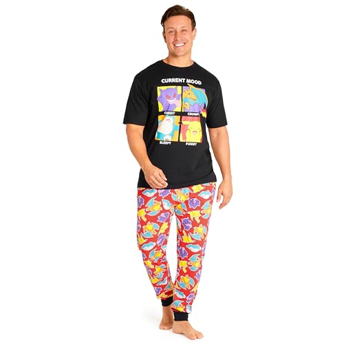 Pokemon Schlafanzug Herren Lang Lustig Pyjama Männer und Teenagers S-3XL (Mehrfarbig, 3XL) von Pokémon