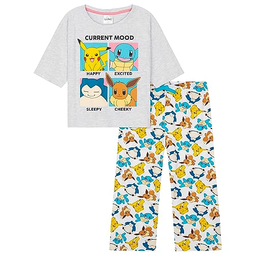 Pokemon Schlafanzug Kinder Mädchen Pikachu-Pyjama-Set Kinder Mädchen - Loungewear Nachtwäsche Mädchen (Mehrfarbiges T-Shirt/Hose, 11-12 Jahre) von Pokémon