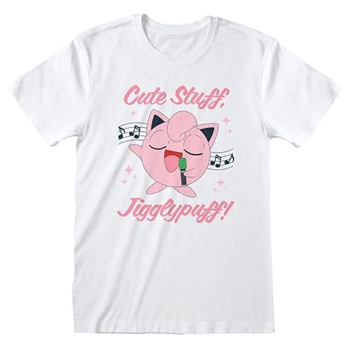 Pokemon Unisex Erwachsene Sing Along Jigglypuff T-Shirt, Weiß/Rosa, XL von Pokémon