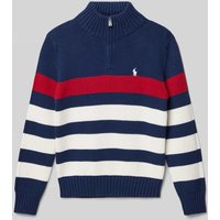 Polo Ralph Lauren Teens Strickpullover mit Stehkragen Modell 'MOCK' in Marine, Größe 152 von Polo Ralph Lauren Teens