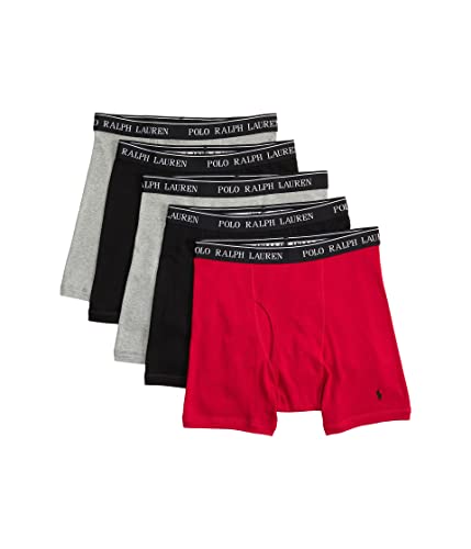 POLO RALPH LAUREN Boxershorts aus Baumwolle mit klassischer Passform, Andover Heather/Rl2000 Red/2 Polo Black, Small von Polo Ralph Lauren