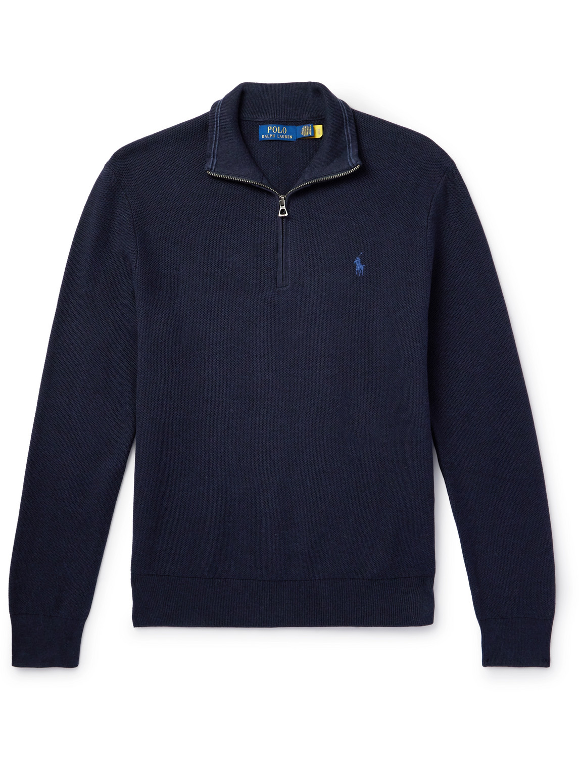 Polo Ralph Lauren - Logo-Embroidered Honeycomb-Knit Cotton Half-Zip Sweater - Men - Blue - XXL von Polo Ralph Lauren