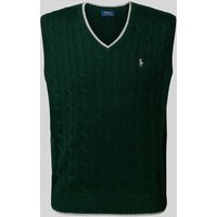 Polo Ralph Lauren Pullunder mit Zopfmuster und V-Ausschnitt in Dunkelgruen, Größe L Polo Ralph Lauren Pullunder mit Zopfmuster und V-Ausschnitt in Dunkelgruen, Größe L von Polo Ralph Lauren