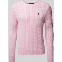 Polo Ralph Lauren Strickpullover mit Logo-Patch mit Zopfmuster in Rosa, Größe L von Polo Ralph Lauren