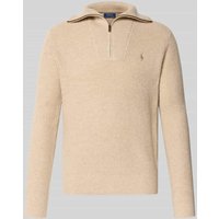 Polo Ralph Lauren Strickpullover mit Troyer-Kragen und Label-Stitching in Beige, Größe S Polo Ralph Lauren Strickpullover mit Troyer-Kragen und Label-Stitching in Beige, Größe S von Polo Ralph Lauren