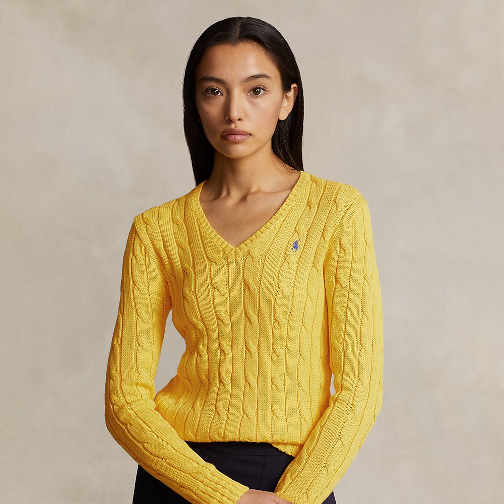 Zopfmusterpullover mit V-Ausschnitt von Polo Ralph Lauren