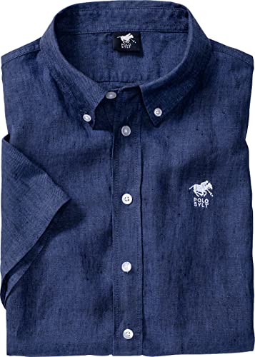 Polo Sylt Herren Leinenhemd Kurzarm, leichtes Sommerhemd aus 100% Leinen, lässig-Elegante Herrenmode mit Thermoregulation für warme Tage, Dunkelblau, Gr. 3XL von Polo Sylt