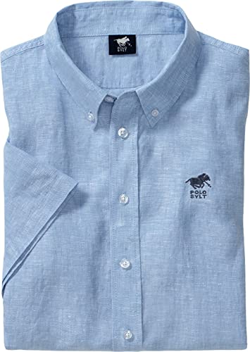 Polo Sylt Herren Leinenhemd Kurzarm, leichtes Sommerhemd aus 100% Leinen, lässig-Elegante Herrenmode mit Thermoregulation für warme Tage, Hellblau, Gr. L von Polo Sylt