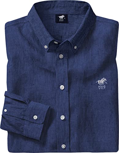 Polo Sylt Herren Leinenhemd Langarm, leichtes Sommerhemd aus 100% Leinen, lässig-Elegante Herrenmode mit Thermoregulation für warme Tage, dunkelblau, Gr. XL von Polo Sylt