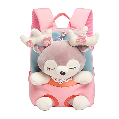 Stofftier Rucksack Kinder, Kuscheltier Rentier Abnehmbar Plüschtier Niedlich Kleinkind Rucksack Kindertasche Schultasche Kindergartenrucksack Kindergarten Rucksack für Mädchen 2 3 4 5 6 Jahren von Pomurom