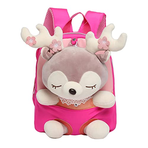 Stofftier Rucksack Kinder, Kuscheltier Rentier Abnehmbar Plüschtier Niedlich Kleinkind Rucksack Kindertasche Schultasche Kindergartenrucksack Kindergarten Rucksack für Mädchen 2 3 4 5 6 Jahren von Pomurom