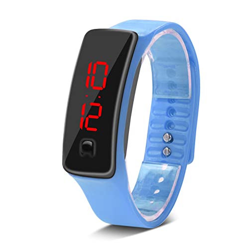 Pongnas LED-Digitaluhr 12-Stunden-Zifferblatt Elektronische Armbanduhr Männer Frauen Sportuhren mit Silikonarmband (Wasser Blau) von Pongnas