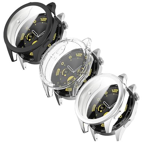 Poo4kark 3 Stück Hülle Kompatibles mit Watch GT4 46mm, Weiche Cover Displayschutz Rundum Schutzhülle, Vollständige Abdeckung Schutzhülle Ultradünne Kratzfest Case von Poo4kark