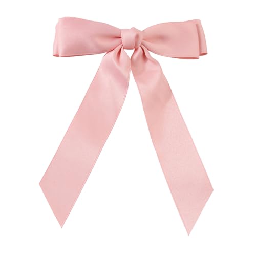 Poo4kark Beauty Haarband-Bögen für Frauen, Satin-Bogen-Haarspange mit langem Schwanz, Schleife, Haarspangen für Mädchen, Band-Haargummis, Zubehör Stoff Haarspangen (Pink, One Size) von Poo4kark