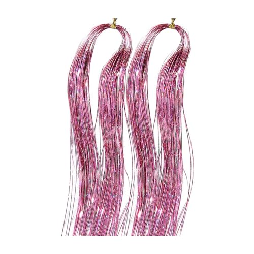 Poo4kark Haarset mit Werkzeugen, funkelnd, glänzend, Feenhaar, Haarverlängerungen, hitzebeständig, glitzernde Haarständer für Frauen Mädchen Cosplay Perücken (Pink, One Size) von Poo4kark