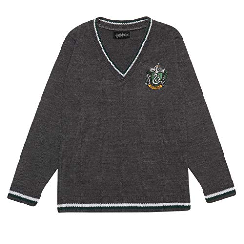 Harry Potter Slytherinhaus Junge Strickpullover Holzkohle 128 | Geschenkidee für Jungen, Teen Größen, Hogwarts, Zauberwelt von Popgear