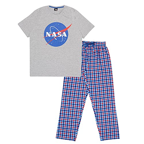 NASA Klassisches Logo Langer Pyjama, Adultes, XS-5XL, Blau/Weiß Heather Grey, Offizielle Handelsware von Popgear