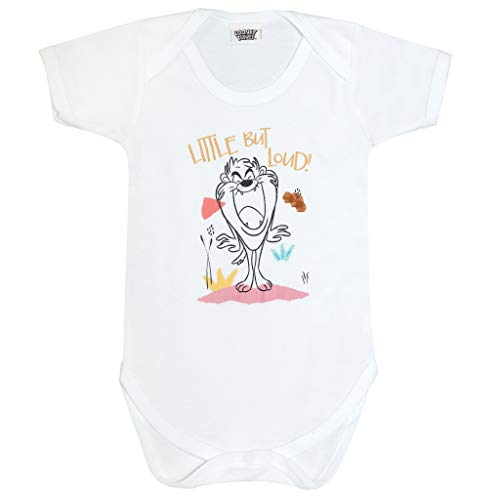 Popgear Looney Tunes Taz Kleine Aber laut Baby-Spielanzug Weiß 80 | Tazmanian Teufel, Baby-Geschenk-Idee von Popgear