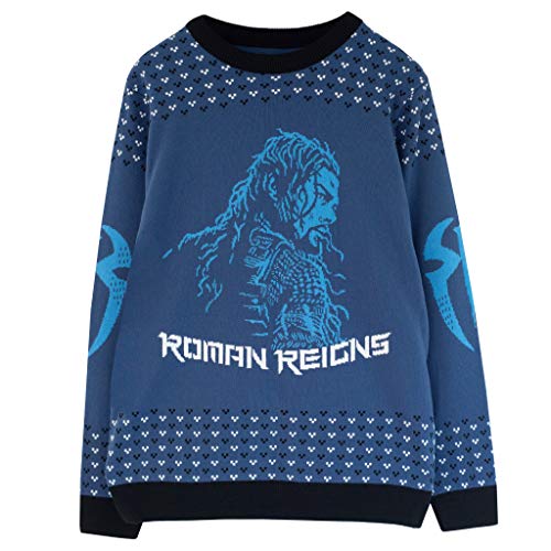 WWE Roman Reigns Strickpullover, Adultes, Blau, Offizielle Handelsware von Popgear