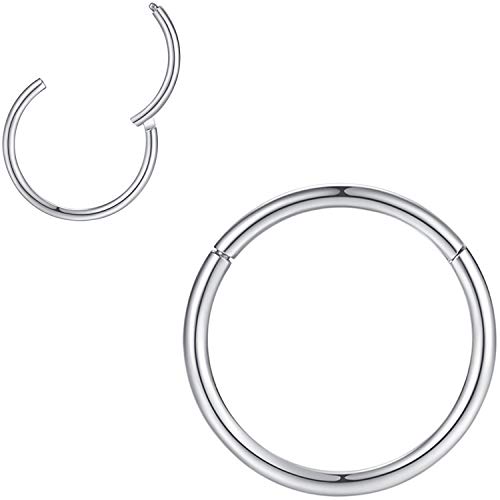 1,0mm 7mm Reifen Nasenringe für Männer und Frauen Nasenring Reifen Silber Septum Clicker Scharnierring 316L Chirurgenstahl Silber Körper Piercing Ohrringe für Knorpel Helix Ohrkolben Daith Rook von Popuhoops