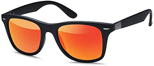 Poquitos Sonnenbrillen Sonnenbrille Damen elegant modern stylisch retro vintage Cat-Eye Stil mit Strasssteinen und Polycarbonat-Gläser (b1271-orange verspiegelt) von Poquitos