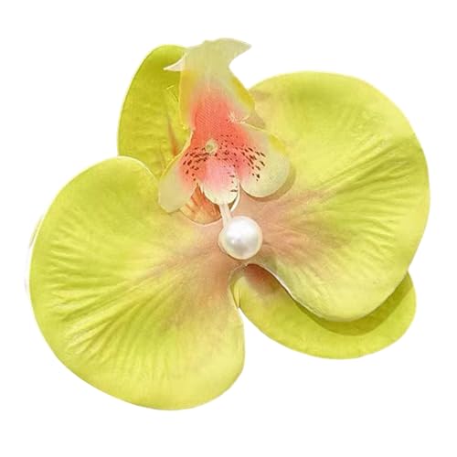 Porceosy Haarnadel, Haar-Accessoire, langlebige Blumen-Haarspange, Phalaenopsis-Blumen-Haarspange, Kunstseide, Blumendesign, Haarnadel für Damen, leichtes Haar-Accessoire, Gelb von Porceosy