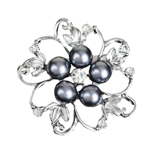 Porceosy Strass-Brosche für Damen, Kunstperlen, Blumen-Legierung, rutschfest, Schultertasche, Anzug, Mantel, Hut, Kleidung, Anstecknadel, Party, Abschlussball, Metall, Sekundärer Stein von Porceosy