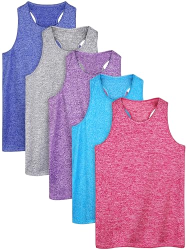Poroka Active Dry Fit Tanktop für Mädchen, ärmellos, Racerback, Tank-Tops, Mädchen, athletischer Tanz, Performance-Tops, 5 Stück, Hot Pink, Grau, Hellblau, Königsblau, Violett, 12-13 Jahre Poroka Active Dry Fit Tanktop für Mädchen, ärmellos, Racerback, Tank-Tops, Mädchen, athletischer Tanz, Performance-Tops, 5 Stück, Hot Pink, Grau, Hellblau, Königsblau, Violett, 12-13 Jahre von Poroka
