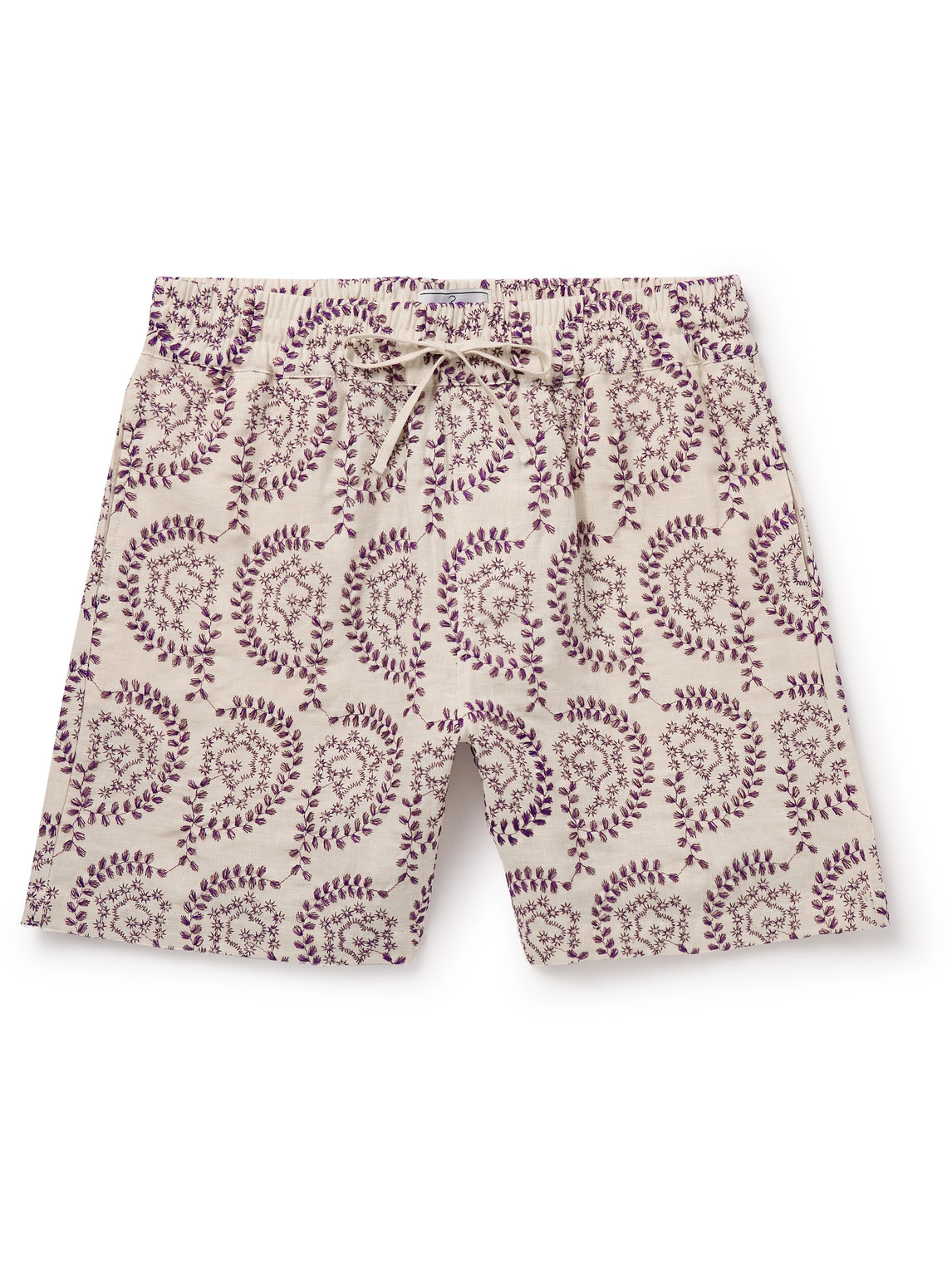 Portuguese Flannel - Nature Straight-Leg Embroidered Linen Drawstring Shorts - Men - White - L von Portuguese Flannel