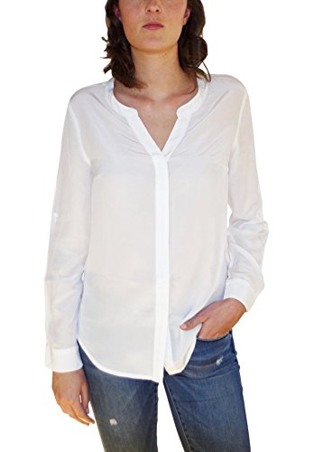Posh Gear Damen Seidenbluse Camicetta Bluse aus 100% Seide, weiß, Größe XL von Posh Gear