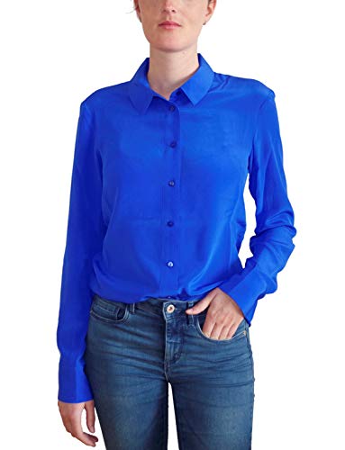 Posh Gear Damen Seidenbluse Collettoseta Bluse aus 100% Seide, dunkel blau, Größe 3XL von Posh Gear