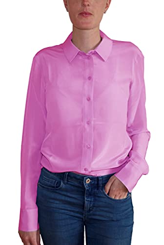 Posh Gear Damen Seidenbluse Collettoseta Bluse aus 100% Seide, rosa, Größe M von Posh Gear