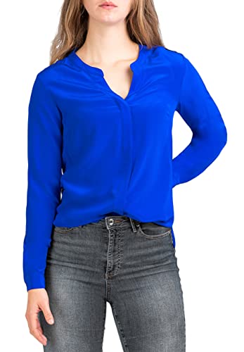 Posh Gear Damen Seidenbluse Nobicetta Bluse aus 100% Seide, dunkel blau, Größe S von Posh Gear