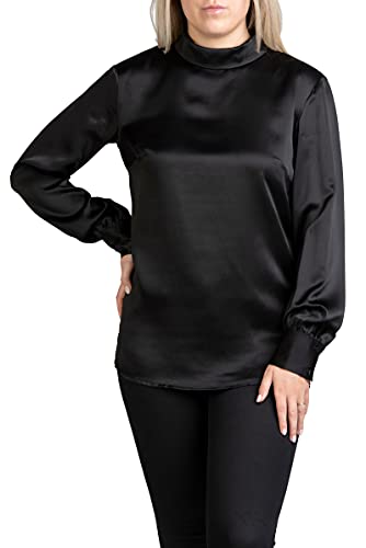 Posh Gear Damen Seidenbluse Satinoseta Bluse aus 100% Seide, schwarz, Größe XXL von Posh Gear