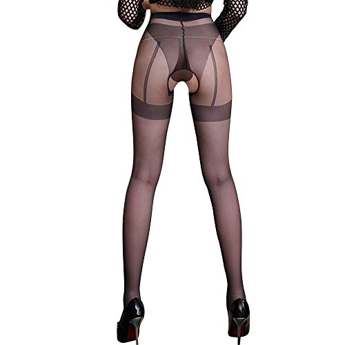 Damen Sexy Strumpfband Strumpfhose Strumpfhose Mesh Strümpfe Schritt Öffnung Dehnbar Netz Schuhe Durchsichtig Verführerische Spitze Leggings - Schwarz - Einheitsgröße von Positive Costume