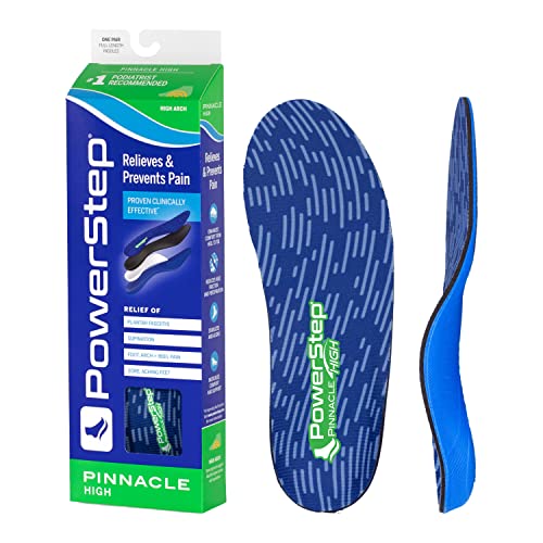 PowerStep Pinnacle Einlegesohle Fußgewölbe, schmerzlindernd, Supination, hohe Fußgewölbeunterstützung, orthopädisch, für Damen und Herren High, Blau/Dunkelgrün, Men's 11-11.5 von Powerstep