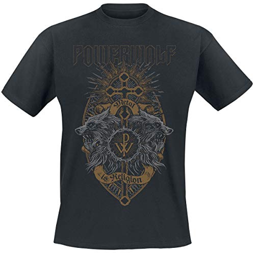 Powerwolf Crest Wolves Männer T-Shirt schwarz L 100% Baumwolle Band-Merch, Bands von Powerwolf