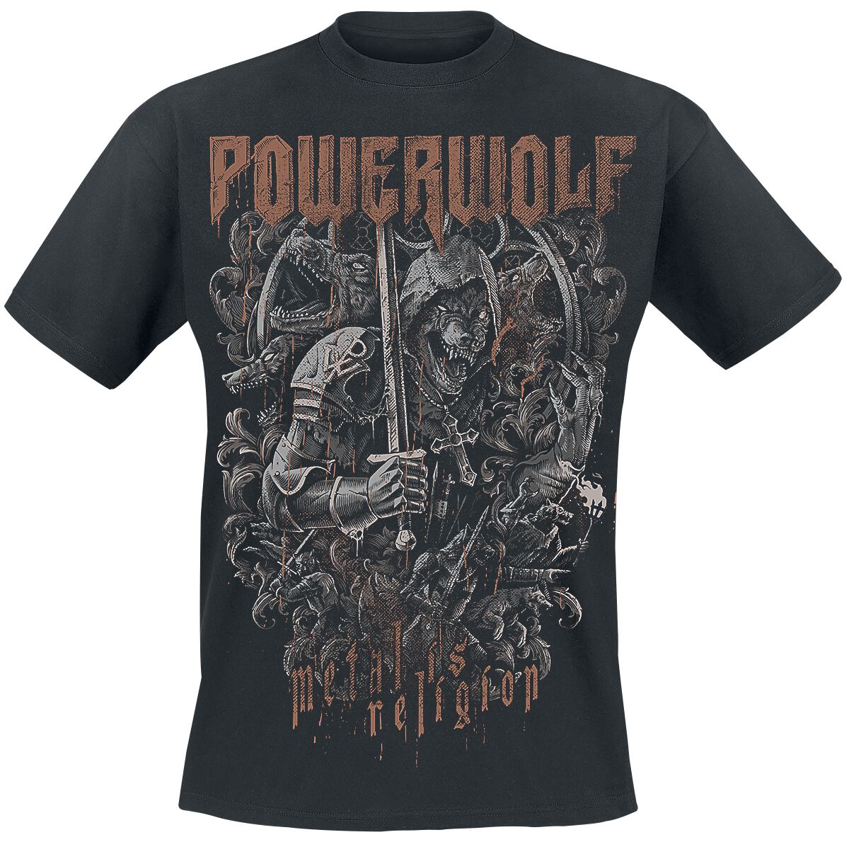 Powerwolf Knights And Wolves T-Shirt schwarz in M von Powerwolf