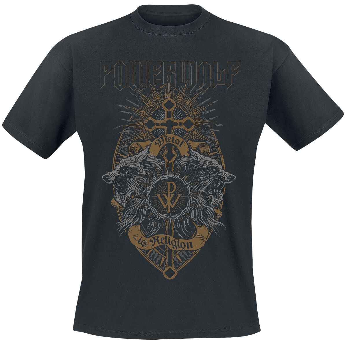 Powerwolf T-Shirt - Crest Wolves - S bis XXL - für Männer - Größe M - schwarz  - Lizenziertes Merchandise! von Powerwolf