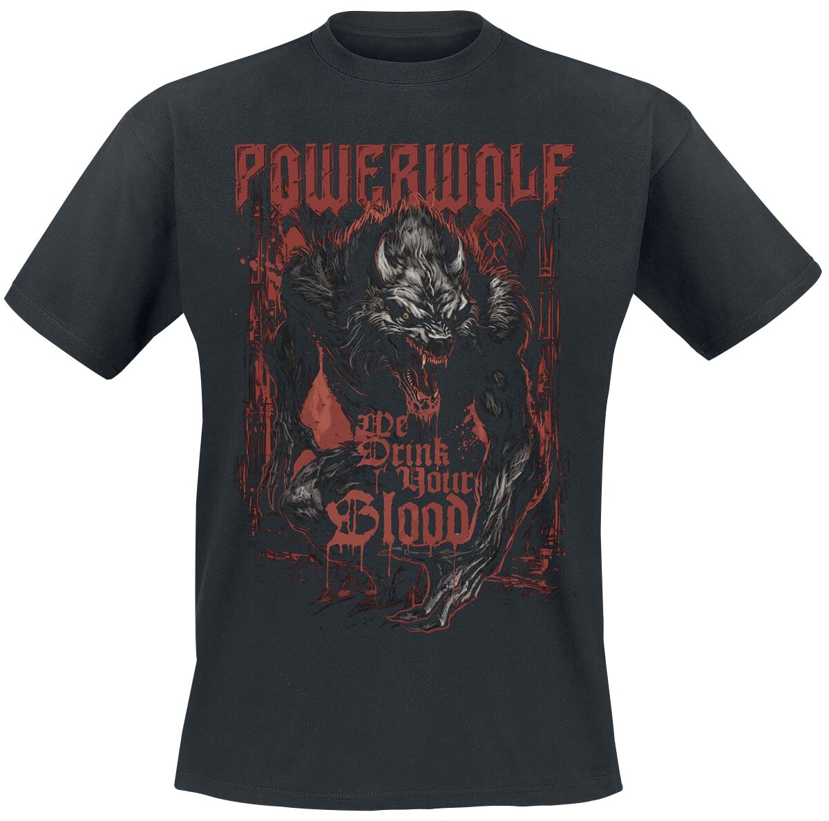 Powerwolf We Drink Your Blood T-Shirt schwarz in 3XL von Powerwolf