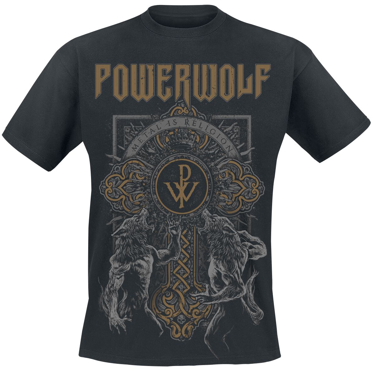 Powerwolf Wolf Cross T-Shirt schwarz in S von Powerwolf