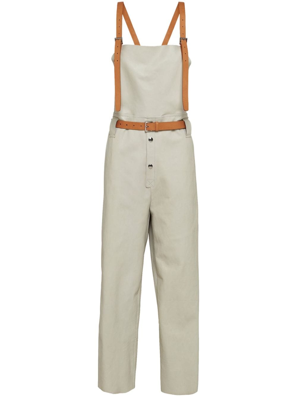 Prada Cropped-Overall aus Leder - Nude von Prada