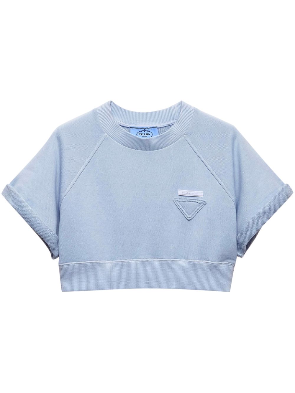 Prada Cropped-Top mit Triangel-Logo - Blau von Prada