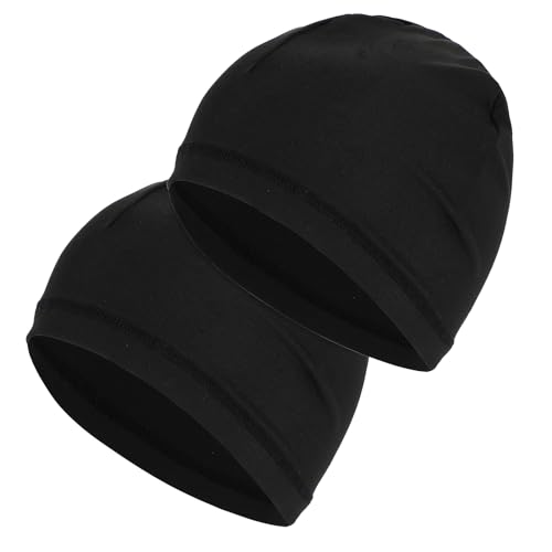 Prasacco 2 Stück Sports Bandana Cap, Kopftuch Herren Damen, Schwarz Fahrradmütze, Elastizität Atmungsaktiv nimmt Schweiß Bandana Sport-Wellenhut Fahrrad Kopfbedeckung Quick-Dry Kopftuch Gym Beanie von Prasacco